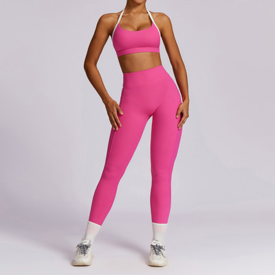 Jogas uzvalks, 2 dab. sieviešu, seksīgs, cieši pieguļošs fitnesa sporta komplekts, vingrošanas krūšturis, elastīgs ar augstu vidukli, legingi, sieviešu deju sporta apģērbs