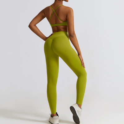 2/3PC Naiste spordidressi õmblusteta pikkade varrukatega joogakomplekt Treening Spordirõivad Jõusaalirõivad Kõrge vöökohaga säärised Fitness-spordiülikonnad