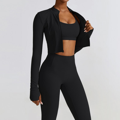 2/3PC Naiste spordidressi õmblusteta pikkade varrukatega joogakomplekt Treening Spordirõivad Jõusaalirõivad Kõrge vöökohaga säärised Fitness-spordiülikonnad