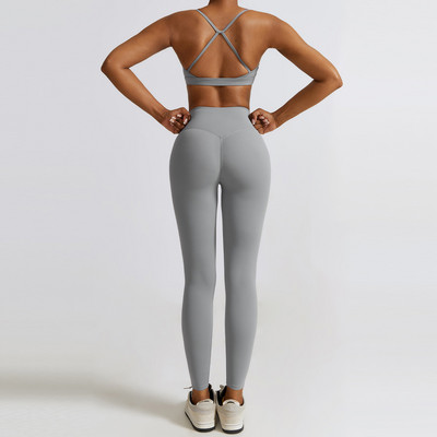 2/3PC Naiste spordidressi õmblusteta pikkade varrukatega joogakomplekt Treening Spordirõivad Jõusaalirõivad Kõrge vöökohaga säärised Fitness-spordiülikonnad