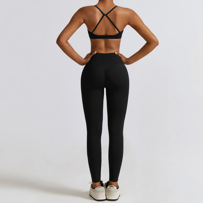 2/3PC Naiste spordidressi õmblusteta pikkade varrukatega joogakomplekt Treening Spordirõivad Jõusaalirõivad Kõrge vöökohaga säärised Fitness-spordiülikonnad