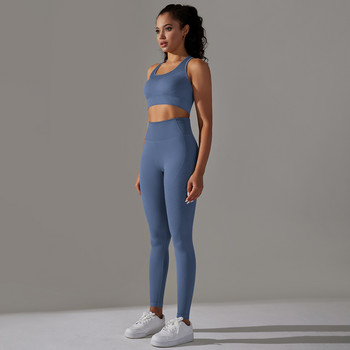 Γυναικείο Σετ Γιόγκα Άνευ ραφής Αθλητικό Σετ Γυμναστηρίου Σουτιέν Γυμναστική για τρέξιμο ψηλόμεσο κολάν Γυναικείο κοστούμι για γυμναστική Ρούχα γυμναστικής