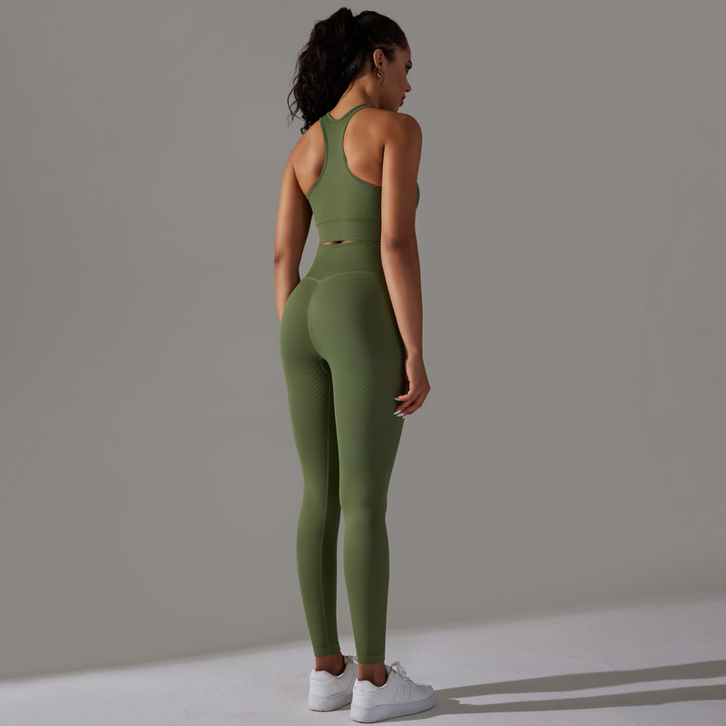 Naiste joogakomplekt Õmblusteta spordisaalikomplekt Rinnahoidja Treening Jooks Kõrge vöökohaga säärised Naistele Ülikond Fitness Riided Võimlemisriided