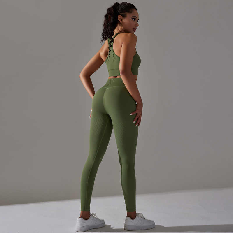 Naiste joogakomplekt Õmblusteta spordisaalikomplekt Rinnahoidja Treening Jooks Kõrge vöökohaga säärised Naistele Ülikond Fitness Riided Võimlemisriided