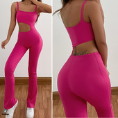 2024 Pad Nylon Dance Romper Joogakomplekt Naiste Fitness Säärised Ühes tükis Jumpsuit jõusaali treeningu sirge püksiga Aktiivse kandmisega ülikonnad