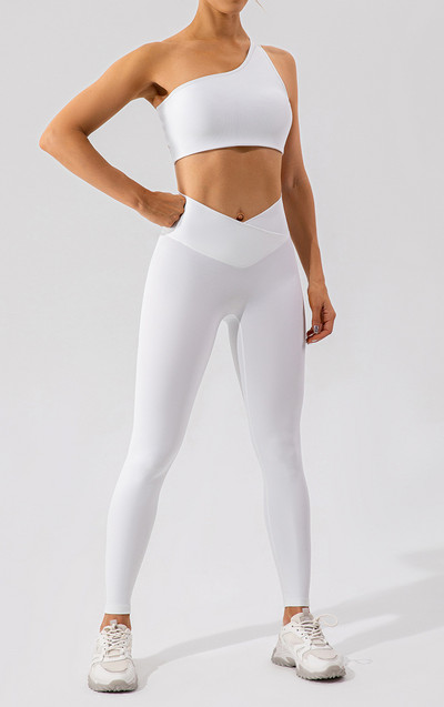 Joogakomplekt Naiste soonikuga hingav jõusaalikomplekt Komplektid Retuusid Naiste Seksikas ühe õla Spordirinnahoidja Jooga sukkpüksid Püksid Treeningkostüüm