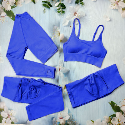 Õmblusteta joogakomplekt Treeningriietus naistele Spordirõivad 2/3/4-osalised fitness-ülikonnad Spordirinnahoidja Pikad Särgid Retuusid Komplektid Jõusaaliriided