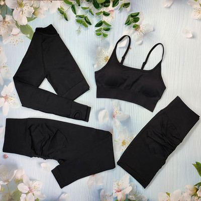 Õmblusteta joogakomplekt Treeningriietus naistele Spordirõivad 2/3/4-osalised fitness-ülikonnad Spordirinnahoidja Pikad Särgid Retuusid Komplektid Jõusaaliriided