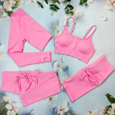 Õmblusteta joogakomplekt Treeningriietus naistele Spordirõivad 2/3/4-osalised fitness-ülikonnad Spordirinnahoidja Pikad Särgid Retuusid Komplektid Jõusaaliriided