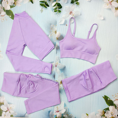 Õmblusteta joogakomplekt Treeningriietus naistele Spordirõivad 2/3/4-osalised fitness-ülikonnad Spordirinnahoidja Pikad Särgid Retuusid Komplektid Jõusaaliriided