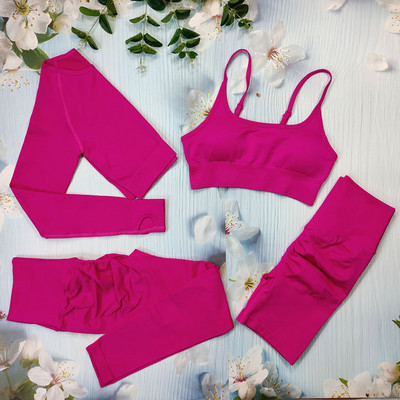 Õmblusteta joogakomplekt Treeningriietus naistele Spordirõivad 2/3/4-osalised fitness-ülikonnad Spordirinnahoidja Pikad Särgid Retuusid Komplektid Jõusaaliriided