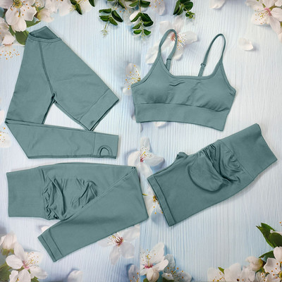 Õmblusteta joogakomplekt Treeningriietus naistele Spordirõivad 2/3/4-osalised fitness-ülikonnad Spordirinnahoidja Pikad Särgid Retuusid Komplektid Jõusaaliriided