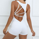 Γυναικεία Slim Fit One Pieces Σετ Yoga Backless One Piece Jumpsuit Workout Scrunch Σορτς Bodysuit Gym Bodycon Sport Fitness Romper