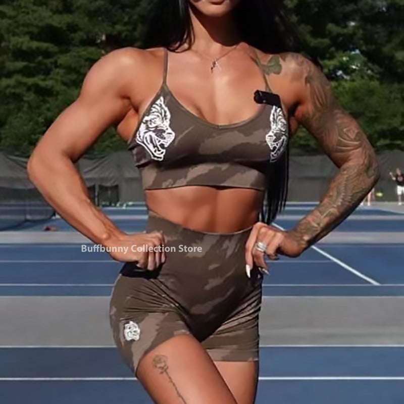 She Darc Suits Naiste õmblusteta spordirinnahoidja jõusaalipüksid Lipsuvärvi komplekt naistele Mood Darcsport lühikesed püksid Wolves Naiste spordiülikonnad