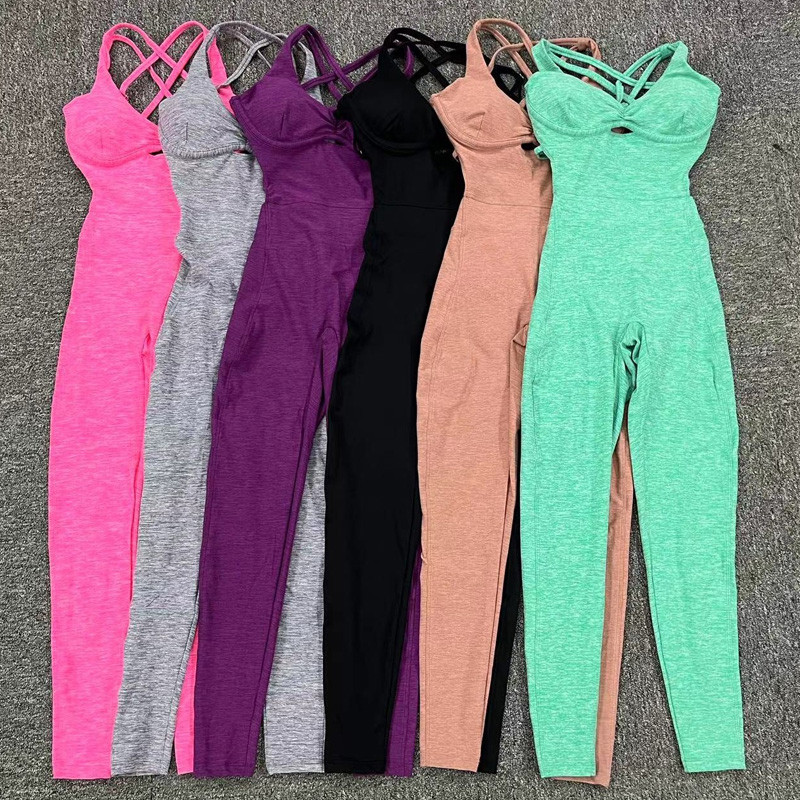 Uued ühes tükis sportjooga kombinesooni treeningriided naistele Outfit Fitness jõusaalikomplekt Reguleeritav rinnahoidja Sportwear Bodysuit Academic