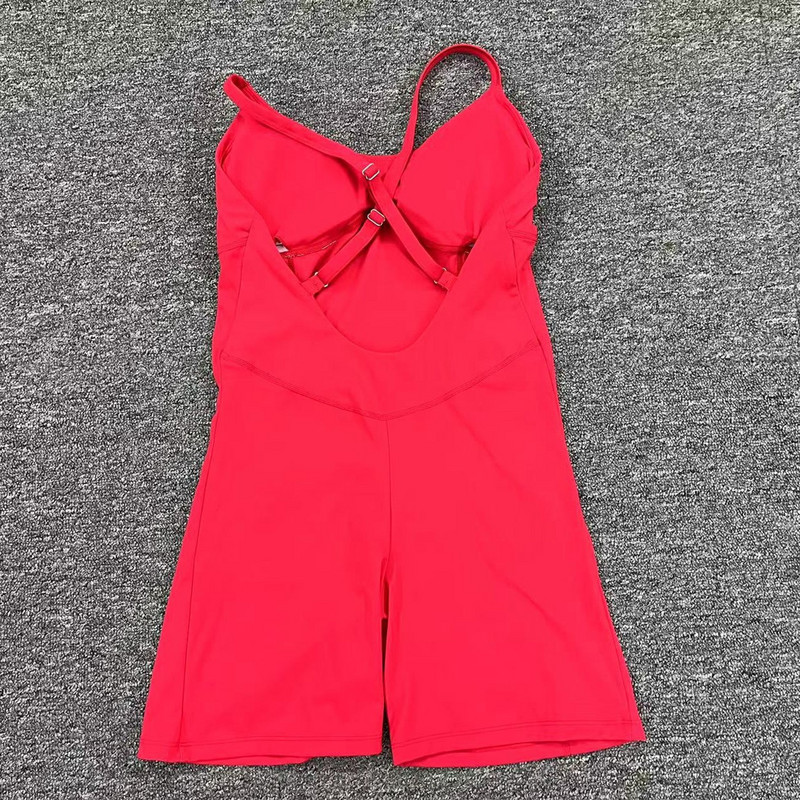 2024 Nylon Pad Strappy Σετ Γιόγκα για προπόνηση ψηλής μέσης Squat Proof Fitness σορτς Αθλητικά One Piece Jumpsuit Gym Active Suits