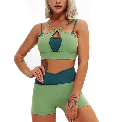 Cloud Hide Sexy Rāvējslēdzējs Jogas Komplekts Trenažieru zāle Fitness Sporta Uzvalki Sporta Apģērbs Sieviešu Apģērbs Joga Bikses Legingi Sporta Krūšturis Tops Sporta apģērbs