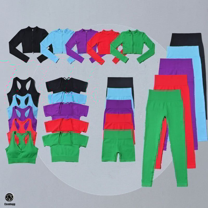 Besiūliai treniruoklių salės komplektai treniruočių drabužiai moterims, treniruočių komplektas Fitness sportinė liemenėlė šortai antblauzdžiai jogos rinkinys dėvėkite sporto salės komplektus