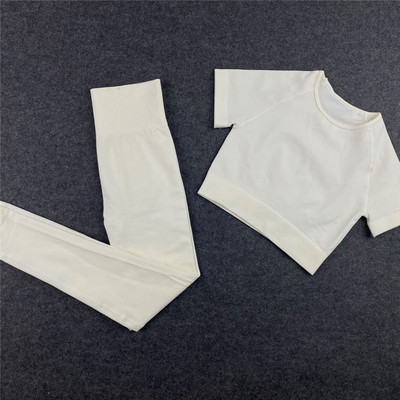 2/4KOM Bešavne tajice+kratki top kratkih rukava+sportski grudnjak+sportske kratke hlače Set za jogu Sportska odjeća za žene Odjeća za teretanu Sportsko odijelo