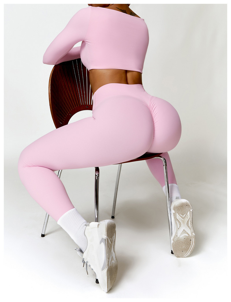 Ziemas jogas komplekts Sieviešu treniņš Sporta apģērbs Trenažieru zāle Apģērbs Fitness Garās piedurknes Crop Tops Augsts jostasvietas legingi Sporta Uzvalki Treniņtērps