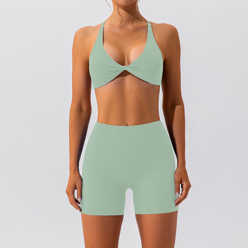 Quick Dry joogakomplektid Jõusaalikomplekt Seksikas rinnahoidja booty lühikesed püksid, spordiülikond, naiste riietus.