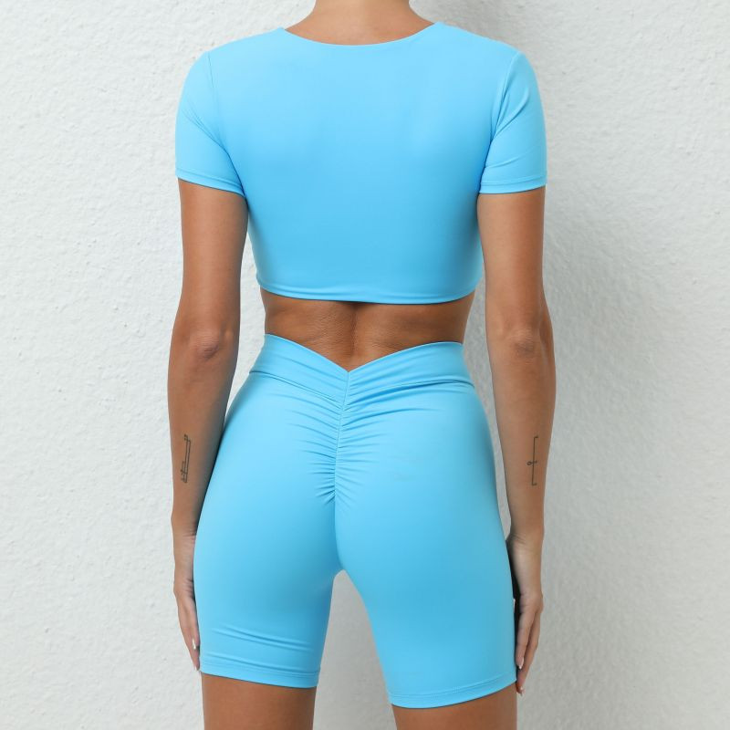 Δύο τεμάχια αθλητικό σετ γιόγκα Γρήγορη ξήρανση Αθλητικά ενδύματα Γυναικεία Κοστούμια Γυναικεία Ρούχα Προπόνησης Γυναικεία Στολή Fitness Scrunch Πισινό κοντά