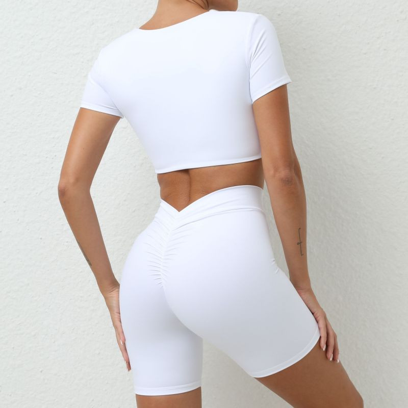 Δύο τεμάχια αθλητικό σετ γιόγκα Γρήγορη ξήρανση Αθλητικά ενδύματα Γυναικεία Κοστούμια Γυναικεία Ρούχα Προπόνησης Γυναικεία Στολή Fitness Scrunch Πισινό κοντά