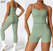 Tugev kitsas joogakomplekt naiste kiirelt kuivav treeningkostüüm väljas jooksmiseks mõeldud spordikomplekt Seksikas spordivest, säärised ülikond jõusaali spordiriided
