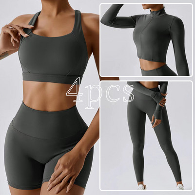 3 tk hingav Quick Dry spordijooga komplekt Mugav riietus Fitness riided naistele Naiste jooksutreeningu riided Spordirõivad