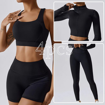 3 tk hingav Quick Dry spordijooga komplekt Mugav riietus Fitness riided naistele Naiste jooksutreeningu riided Spordirõivad