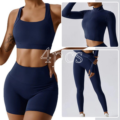 3 tk hingav Quick Dry spordijooga komplekt Mugav riietus Fitness riided naistele Naiste jooksutreeningu riided Spordirõivad