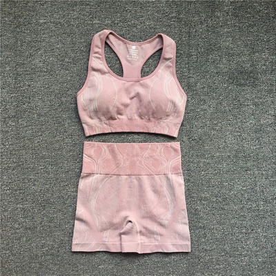 Fitness jooga komplekt Õmblusteta Sport Naiste spordirõivad Kõrge vöökohaga säärised Treeningvarustus Kaheosalised lühikesed püksid Komplektid Naiste jõusaaliriided