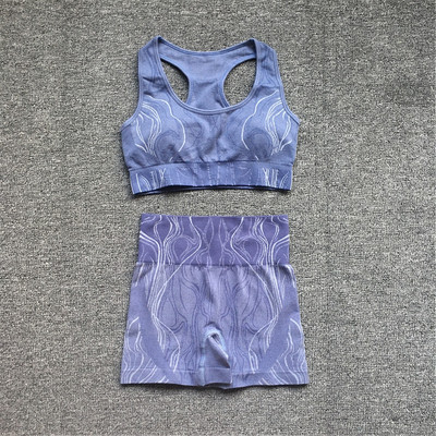 Fitness jooga komplekt Õmblusteta Sport Naiste spordirõivad Kõrge vöökohaga säärised Treeningvarustus Kaheosalised lühikesed püksid Komplektid Naiste jõusaaliriided