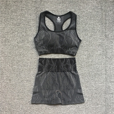 Fitness jooga komplekt Õmblusteta Sport Naiste spordirõivad Kõrge vöökohaga säärised Treeningvarustus Kaheosalised lühikesed püksid Komplektid Naiste jõusaaliriided