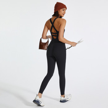 Back Cross Sports Jumpsuits Γυναικείες αθλητικές φόρμες One Pieces Bodysuits with Pads High Stretchy Rompers Yoga Soft Breathable Sportswear
