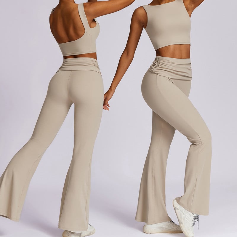 2024 Nou set de yoga 2 buc. Îmbrăcăminte sportivă pentru femeie fără sudură. Set de jambiere cu talie înaltă.