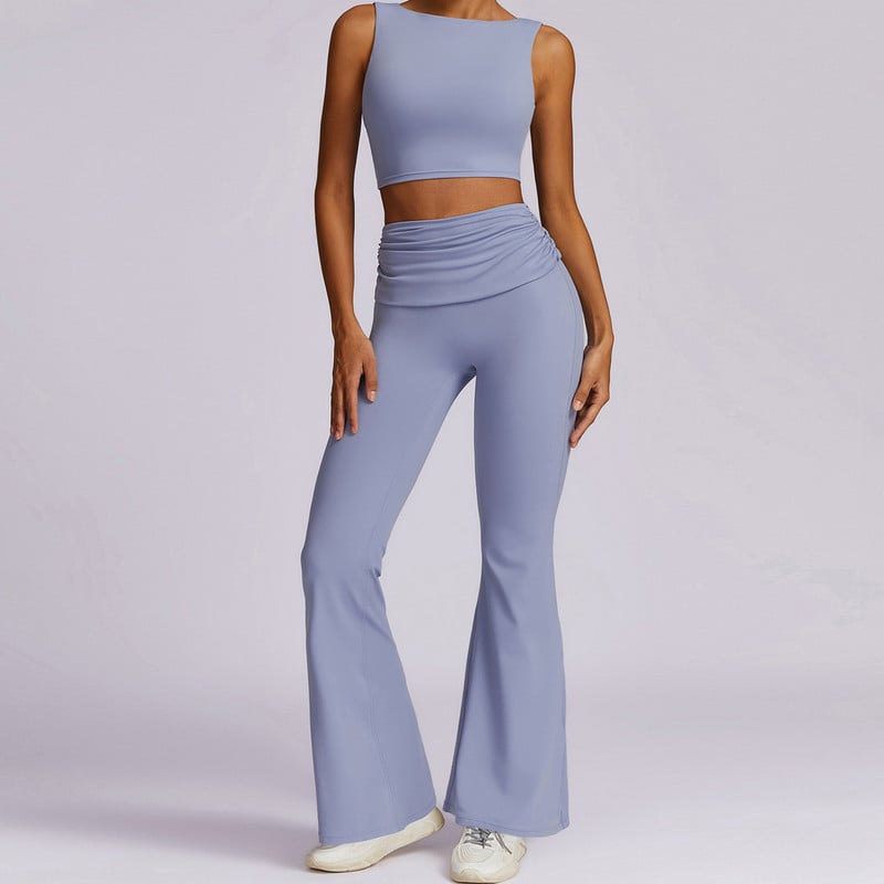 2024 Nou set de yoga 2 buc. Îmbrăcăminte sportivă pentru femeie fără sudură. Set de jambiere cu talie înaltă.