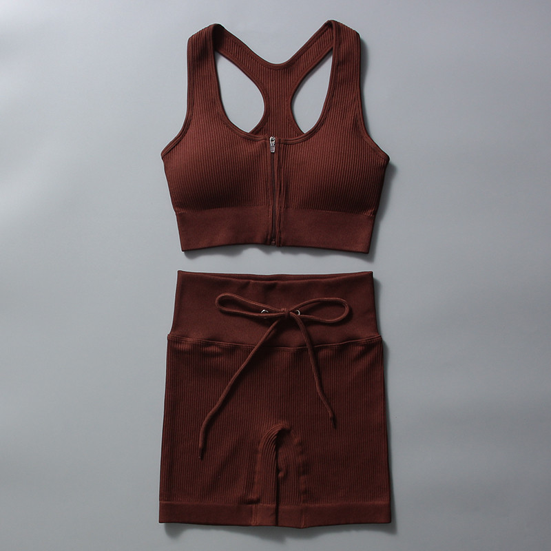 Bezšuvju jogas komplekts sievietēm ar rāvējslēdzēju un šorti, sporta tērps, savilkšanas aukliņa Althetic komplekts, sporta zāles legingi, treniņi, apģērbi, fitness