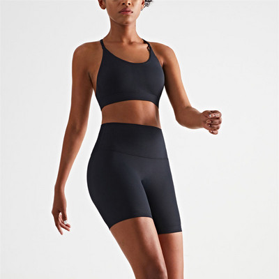 Õmblusteta jõusaali spordikomplekt Naiste lühikesed püksid joogakomplekt treeningriietus 2tk fitnessiülikond kõrge vöökohaga lühikesed seljata rinnahoidja jooksudress