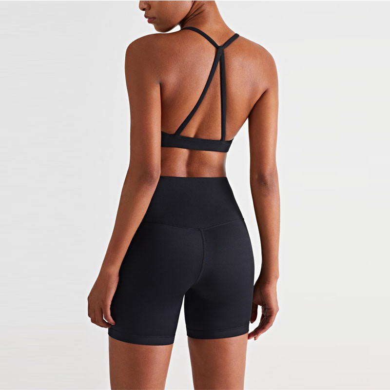 Õmblusteta jõusaali spordikomplekt Naiste lühikesed püksid joogakomplekt treeningriietus 2tk fitnessiülikond kõrge vöökohaga lühikesed seljata rinnahoidja jooksudress