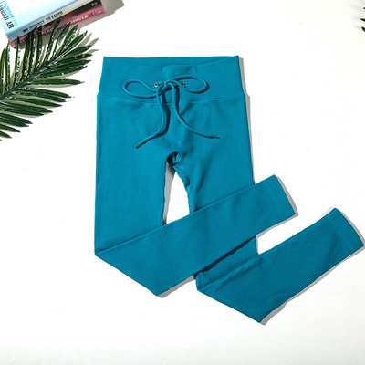 Zökkenőmentes jóga szett Női sportruha cipzáras, hosszú ujjú sport melltartó, húzózsinór leggings Sportruházat Fitness ruházat edzés edzőterem szett