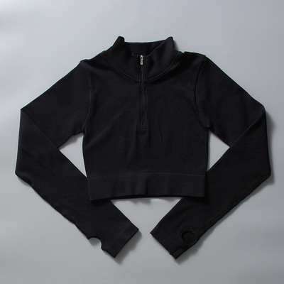 Zökkenőmentes jóga szett Női sportruha cipzáras, hosszú ujjú sport melltartó, húzózsinór leggings Sportruházat Fitness ruházat edzés edzőterem szett