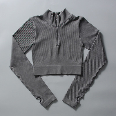 Zökkenőmentes jóga szett Női sportruha cipzáras, hosszú ujjú sport melltartó, húzózsinór leggings Sportruházat Fitness ruházat edzés edzőterem szett