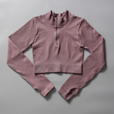 Zökkenőmentes jóga szett Női sportruha cipzáras, hosszú ujjú sport melltartó, húzózsinór leggings Sportruházat Fitness ruházat edzés edzőterem szett