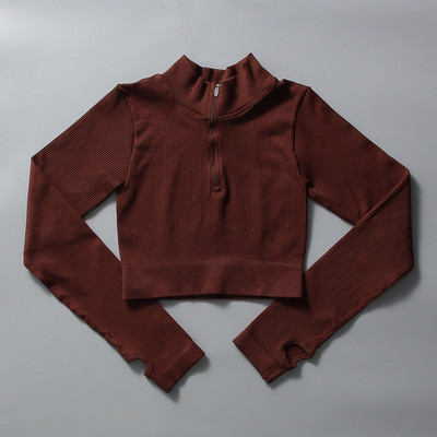 Zökkenőmentes jóga szett Női sportruha cipzáras, hosszú ujjú sport melltartó, húzózsinór leggings Sportruházat Fitness ruházat edzés edzőterem szett