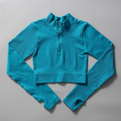 Zökkenőmentes jóga szett Női sportruha cipzáras, hosszú ujjú sport melltartó, húzózsinór leggings Sportruházat Fitness ruházat edzés edzőterem szett