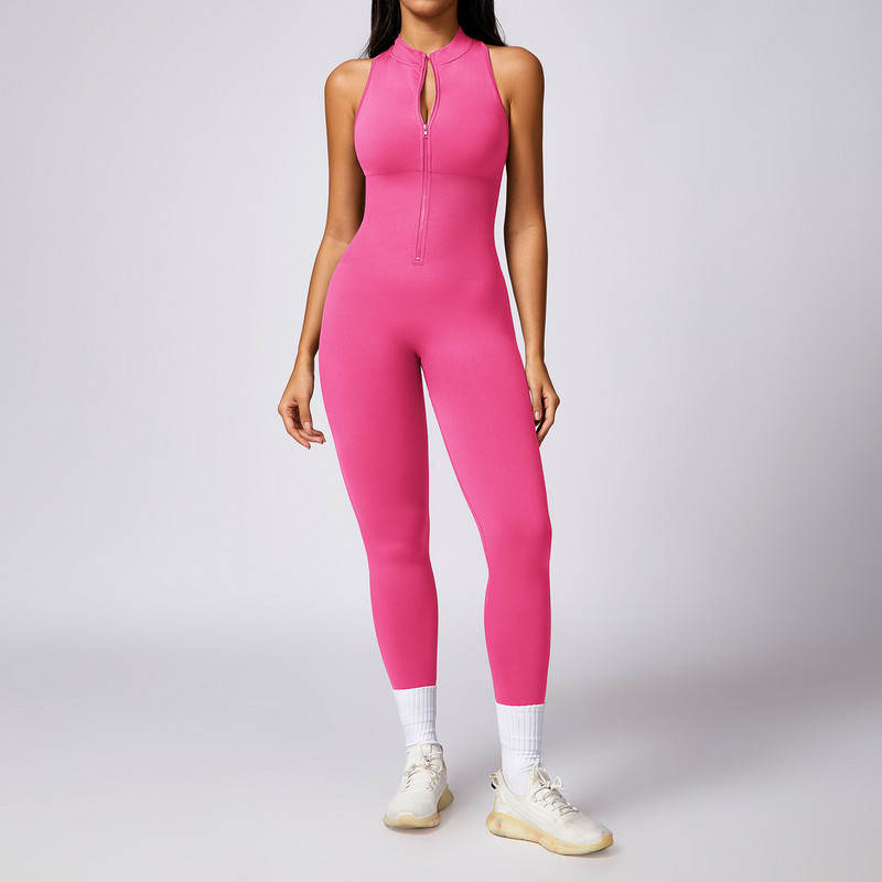 Σέξι κούφια εξώπλατη σπορ φόρμα αμάνικη φόρμα γυμναστικής γιόγκα με φερμουάρ Γυναικεία σετ γυμναστικής One Piece Sport Raises Butt Suit Sportwe