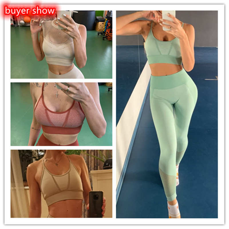 Õmblusteta spordikomplekt Naiste kaheosaline õõnsa väljalõikega T-särk, säärised treeningriietus Active Wear fitness-ülikond Jooksujooga komplektid