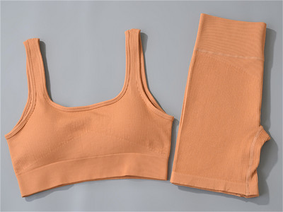 Αθλητικό σετ χωρίς ραφές Γυναικείο Σετ 2 τεμαχίων Crop Top σουτιέν + σορτς Γυμναστική Στολή γυμναστικής Run Γυναικεία σετ γιόγκα Ρούχα