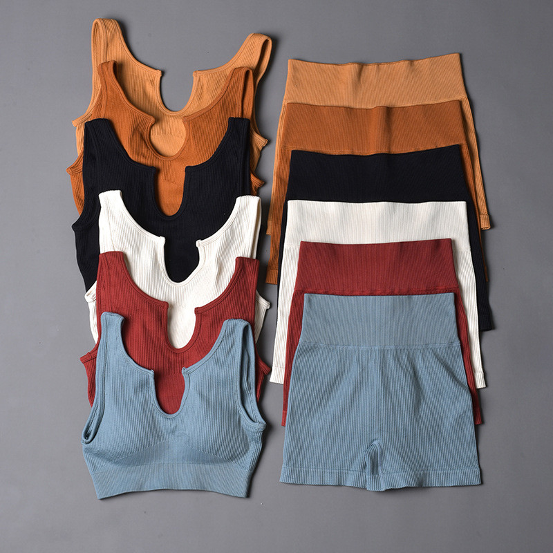 Αθλητικό σετ χωρίς ραφές Γυναικείο Σετ 2 τεμαχίων Crop Top σουτιέν + σορτς Γυμναστική Στολή γυμναστικής Run Γυναικεία σετ γιόγκα Ρούχα